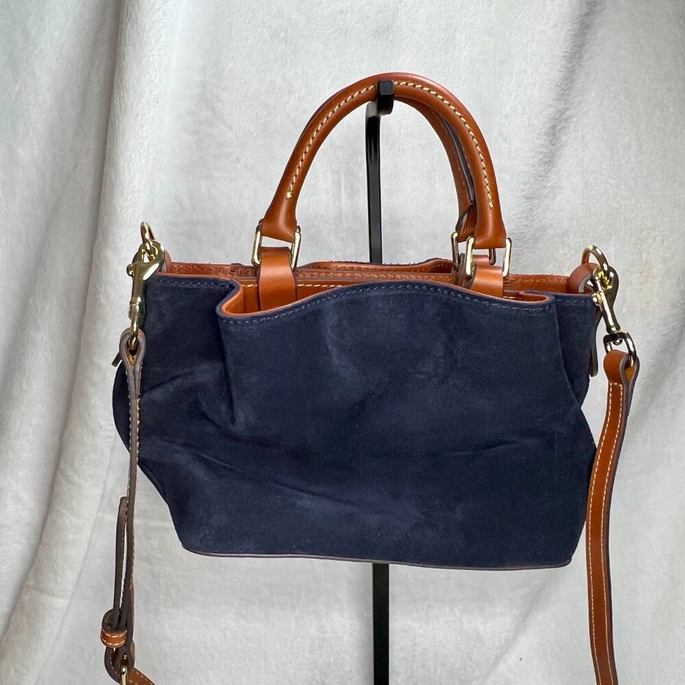 Dooney & Bourke Navy Blue Suede Mini Barlow Satchel EUC - Picture 3 of 9
